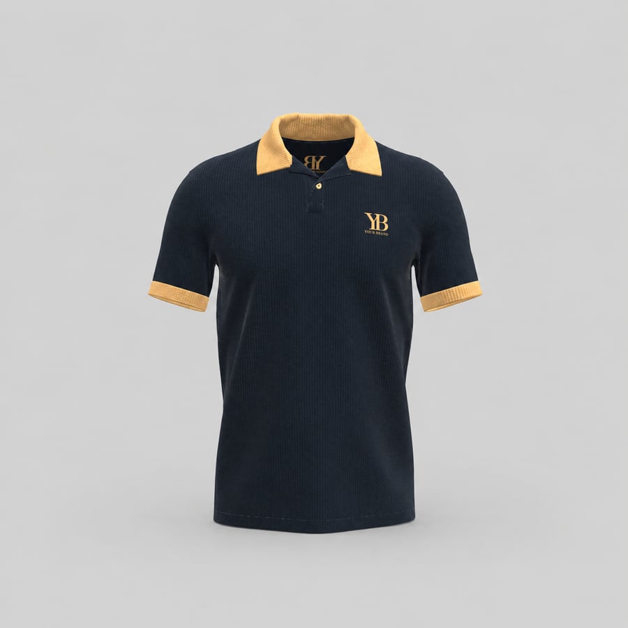 Navy Gold Premium Polo T-Shirt Mockup